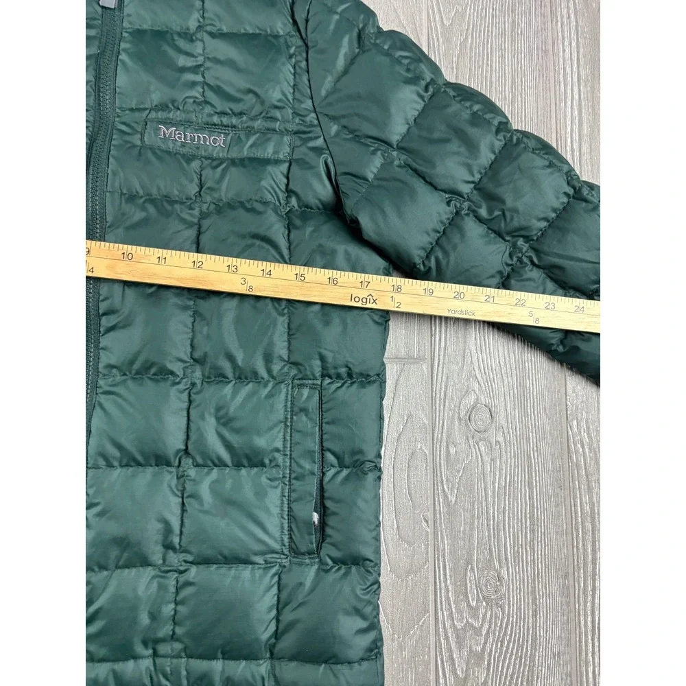 Marmot Boys Green Puffer Jacket Size Large Down Quilted Zip Up